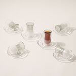 Dallaty tea set 12 pcs double wall glass grey and white image number 4