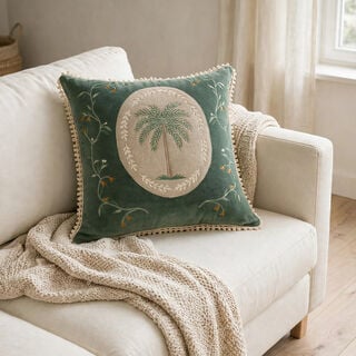 Homez Green Framed Palm Cushion Cover, 45*45Cm