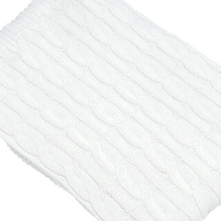 100% COTTON KNITTED THROW WHITE 130*170 CM