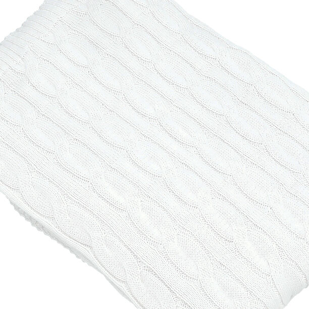 100% COTTON KNITTED THROW WHITE 130*170 CM image number 3