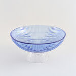 Homez Glass Ribbed Decor Bowl 29.4*29.4*14.4Cm, Blue image number 1