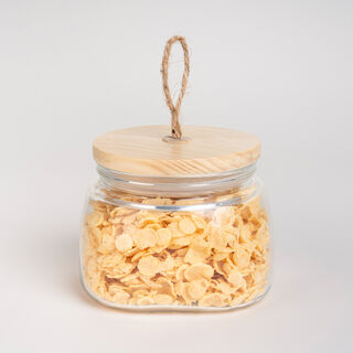 Alberto Glass Jar With Wooden Lid And Hemp Rope 1150Ml