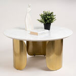 Marble Coffee Table With Gold Aluminum Base Dia 79*ht: 39 cm image number 4