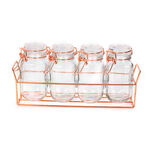 Alberto 4 Pieces Glass Spice Jars With Clip Lid And Metal Stand image number 1