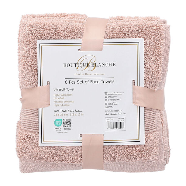 Boutique Blanche Blush 6 Piece Ultra Soft Face Towel Set 33*33 Cm image number 1