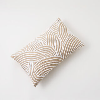 Boutique Blanche cotton cushion with thread embroidery 45*35*15cm, beige