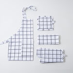 Alberto 100% Cotton Kitchen Set Of 4Pcs, Black Stripes image number 0