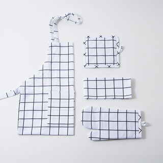 Alberto 100% Cotton Kitchen Set Of 4Pcs, Black Stripes