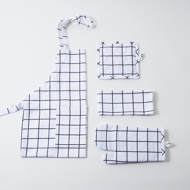 Alberto 100% Cotton Kitchen Set Of 4Pcs, Black Stripes image number 0