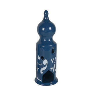 Ceramic Candle Holder Glossy Matt Blue Small 