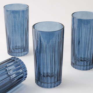 La Mesa Glass Hi Ball Set 4Pcs 400Ml, Blue