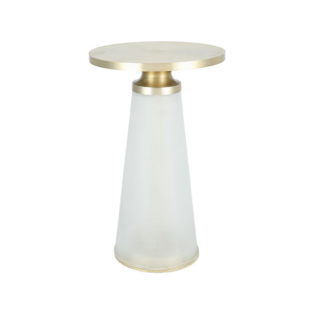 Drink Table Frosted White Glass Base Gold Brass Top 30 *51 cm image number 2