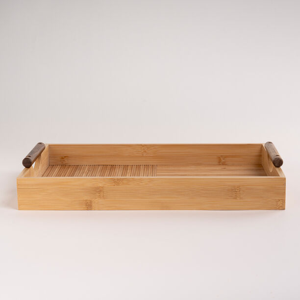 Bamboo Serving Tray With Wood Handle image number 1