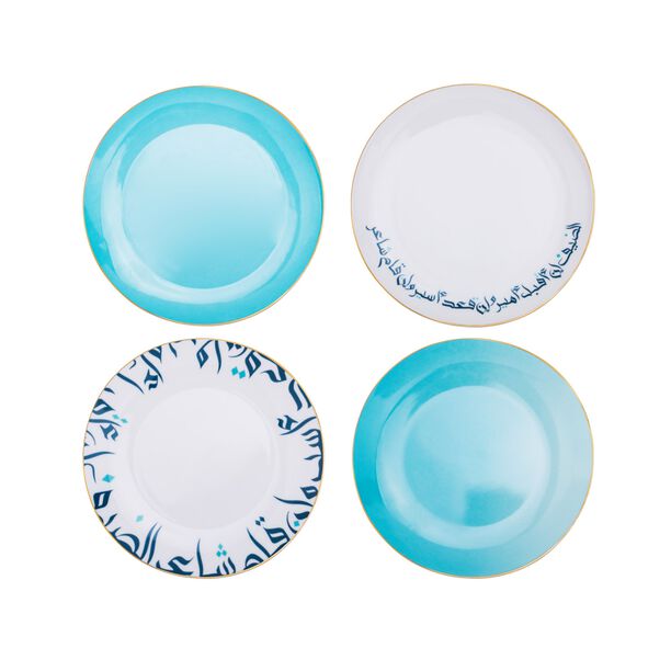 La Mesa Dessert Plate Set 4 Pieces Aqua image number 1