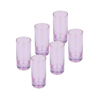 Set Of 4 Clear Tumbler With Pink