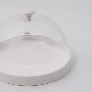 La Mesa Porcelain Serving Plate with Glass Lid 25*25*3 cm