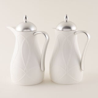 Dallaty White and Silver Plastic Flask, 1L 2 Pieces