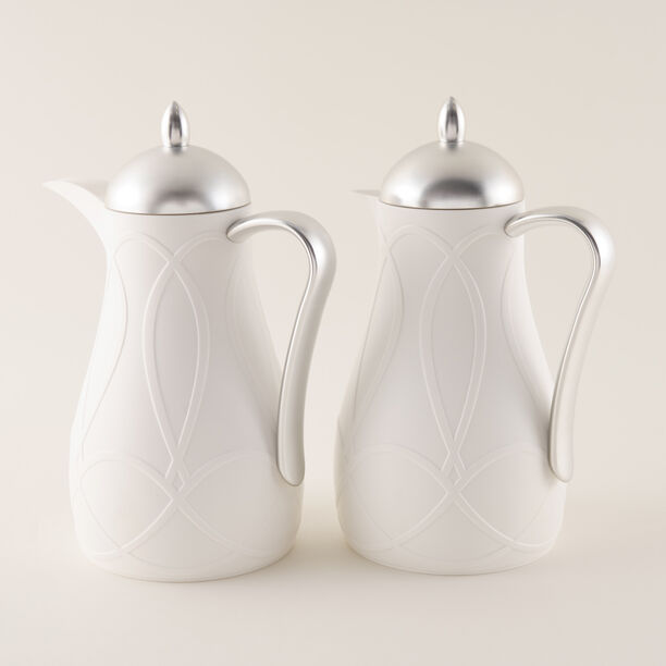 Dallaty White and Silver Plastic Flask, 1L 2 Pieces image number 0