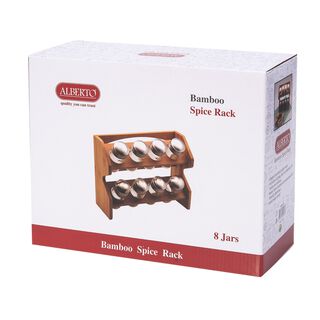 Spice Jars 8 Pieces With Bamboo Rack