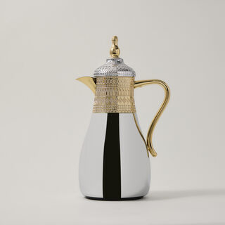 Dallaty jambiyah set of 2 gold & silver steel vacuum flask