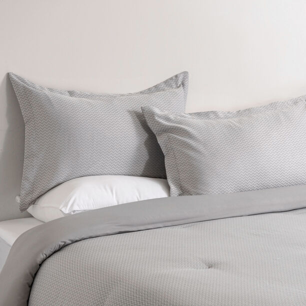 Cottage chevron 2pc comforter set twin 150*220cm microfiber grey image number 0