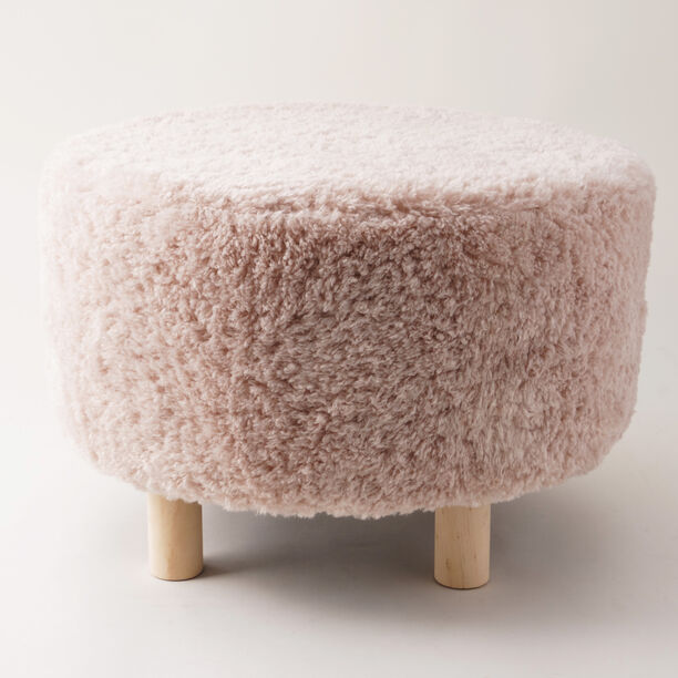 Homez fur chair with wooden legs, pink image number 3