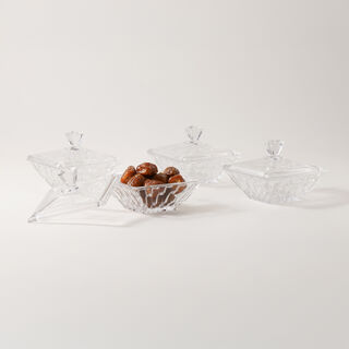 Dallaty Glass Date Bowl with Lid, Clear