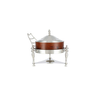 La Mesa Woood Pot Chaffing Dish With Side Hanger 3L Nickel Plated