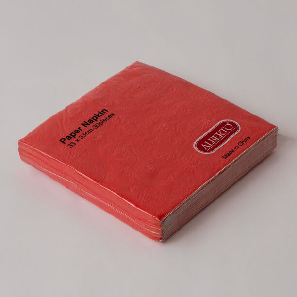 البرتو مناديل ورقية عبوة 30 قطعة، أحمر 33*33سم image number 2