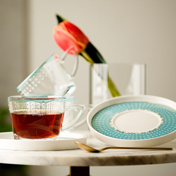 English Tea Set Glass 8Pc Dot Green Serv 4Ppl image number 0