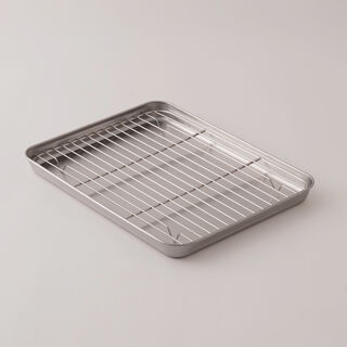 البرتو ستانلس ستيل صينية خبز مع شواية 55*33*32سم، فضي