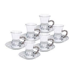 La Mesa Arabic Tea 12 Pieces Set Grey Marble And Silver