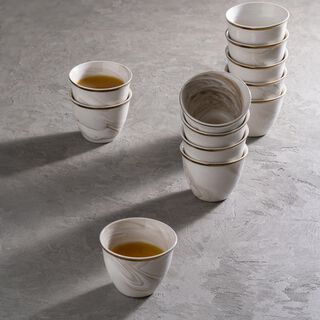 La Mesa 12 Pieces Marble Arabic Coffee Cups Gold