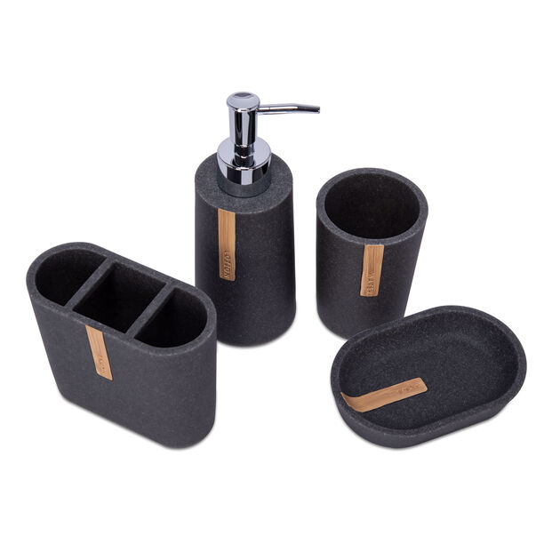 Polyresin Bath Set 4 Pieces Sand Gray image number 1