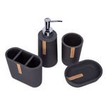Polyresin Bath Set 4 Pieces Sand Gray image number 1