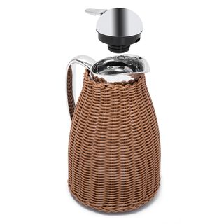 Dallaty Stainless Steel Vacuum Flask Rattan With Design Of Bamboo Light Brown 1L