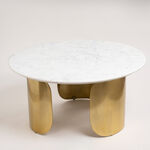 Marble Coffee Table With Gold Aluminum Base Dia 79*ht: 39 cm image number 0