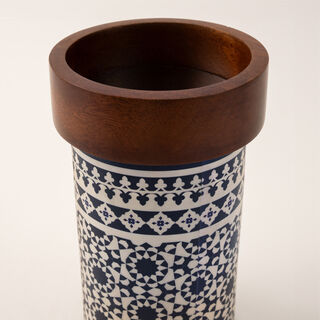 Bahja collection multicolored wood candle holder 12*12*20 cm
