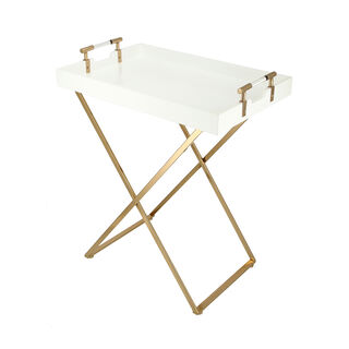 Butler Table Tray Top Gold With White