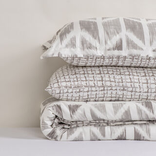 Cottage microfiber block chevron print 6pc king comforter set, grey 220*240cm