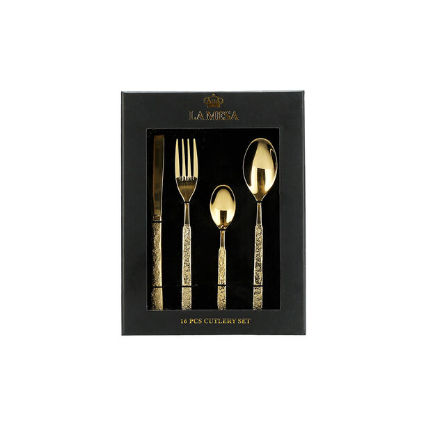 La Mesa 16 Piece Cutlery Set Shiny Gold image number 0