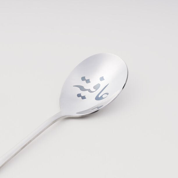 لاميسا طقم ملاعق كيك بنقشة ليزر، فضي لامع، 4 قطع image number 3