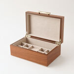 هومز صندوق مجوهرات صغير وطبقتين للتخزين أم دي أف 23*14.7*8.8سم، بني image number 2