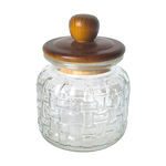 Alberto Glass Storage Jar With Wooden Lid V:1350Ml image number 0