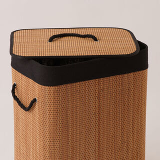 Cottage Bamboo Laundry Hamper With Cotton Rope Handle, Brown 40*30*50 Cm