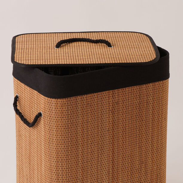 Cottage Bamboo Laundry Hamper With Cotton Rope Handle, Brown 40*30*50 Cm image number 3