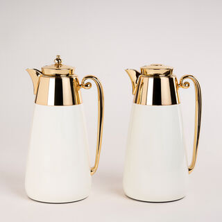 Dallaty set of 2 steel vacuum flask beige & gold 1L