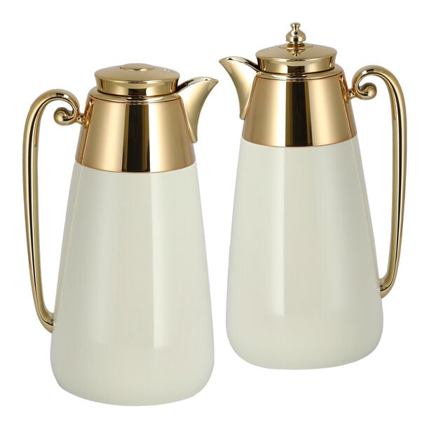 Dallaty set of 2 steel vacuum flask beige & gold 1L image number 0