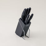 Alberto 6 piece stainless steel and black wood knife block set image number 0