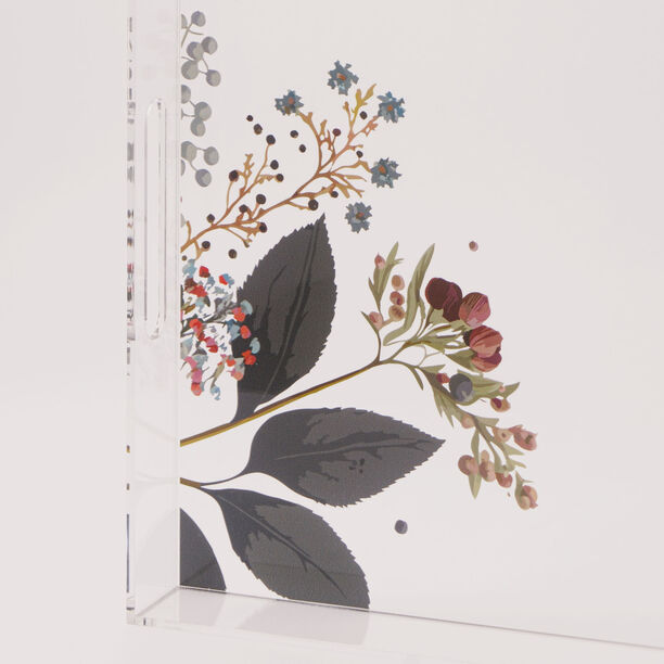 Dallaty Acrylic Serving Tray with Floral Print, Clear, 40*30*6 cm image number 2